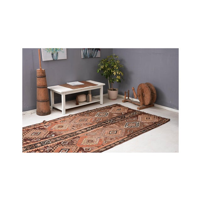 Vintage Decorative Kars Kilim Rug - 5`1″ X 12`4″ For Sale In Los Angeles - Image 6 of 6