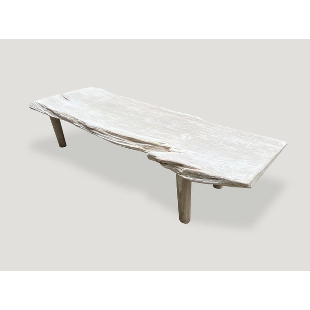 Andrianna Shamaris Minimalist Live Edge Teak Wood Coffee Table or Bench For Sale - Image 4 of 6