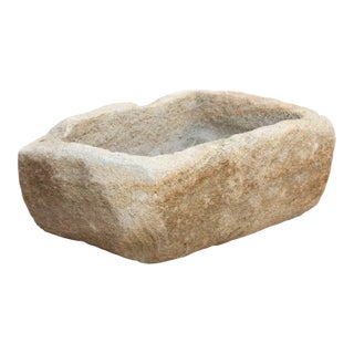 Bastide Basin, French Hand-Carved Stone Planter For Sale