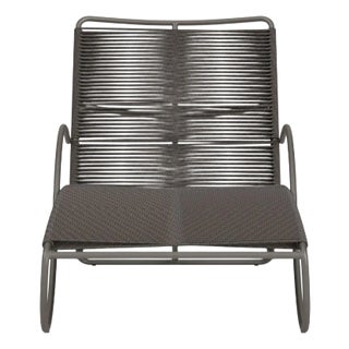 Brown Jordan Walter Lamb Aluminum Contoured Chaise, Mica frame with Coal fabric For Sale