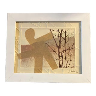 Contemporary Original Wayne Cunningham Abstract Collage/Lithograph Print Framed For Sale