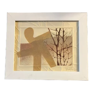 Contemporary Original Wayne Cunningham Abstract Collage/Lithograph Print Framed