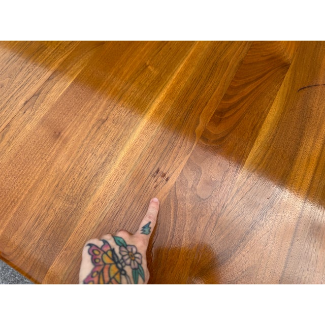 Wood Mid-Century Modern 1950's Solid Walnut Dining Table + Leaves + Pad Protector by Bissman Furniture For Sale - Image 7 of 18