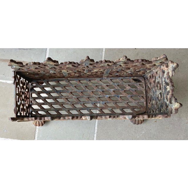Late 19th Century Late 19th-Century Victorian Gothic-Style Cast Iron Fleur-De-Lis Tracery Panel Jardinière on Lion Paw Feet For Sale - Image 5 of 18