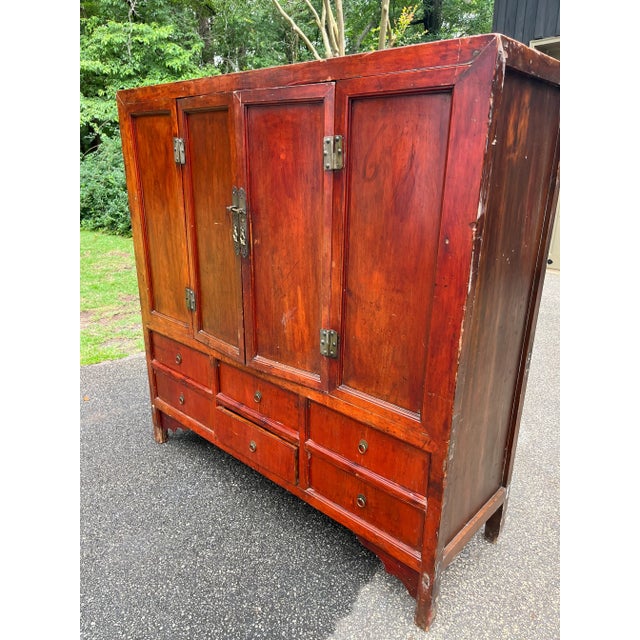 Chinoiserie Asian Armoire Storage Cabinet For Sale - Image 3 of 6