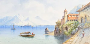 'View of Lake Como, Italy' by Frank Catano, Circa 1890