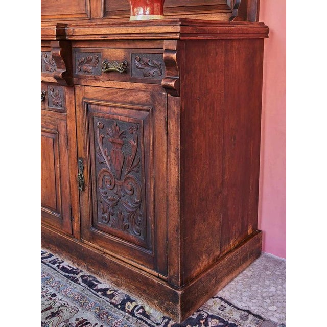 English Sideboard with Large Mirror Hand Carved For Sale - Image 9 of 15