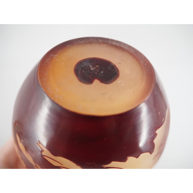 Glass Paste Vase Decorated with Foliage and Buds by Émile Galle, Nancy For Sale - Image 6 of 9