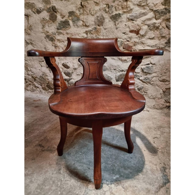 Antique Early 20th Century Swivel Desk Chair in Walnut For Sale - Image 14 of 18