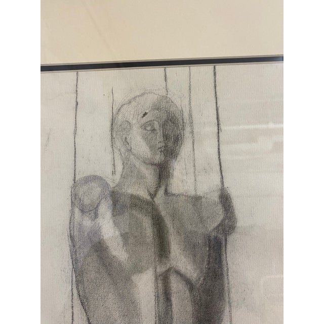 Paper Mid-Century Charcoal on Paper Framed Male Nude Study. For Sale - Image 7 of 9