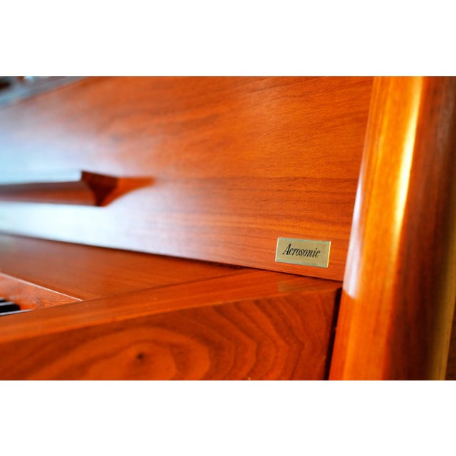 Baldwin Acrosonic Mid-Century Modern Piano & Original Bench | Sculptural Walnut For Sale - Image 4 of 16