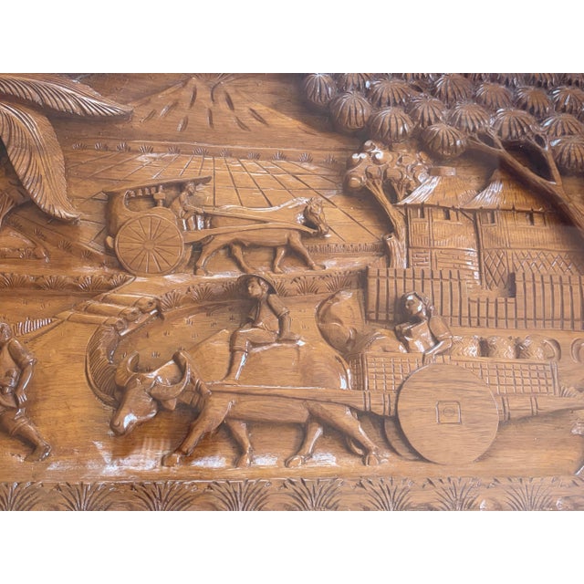 Vintage Hand-Carved Filipino Village Scene Coffee Table For Sale In Phoenix - Image 6 of 12