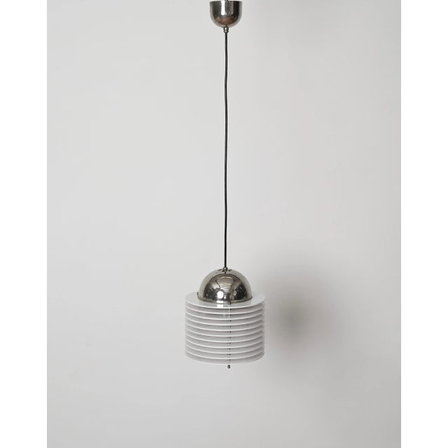 Gold Mid-Century White Acrylic and Chrome Pendant Light, 1970s For Sale - Image 8 of 9