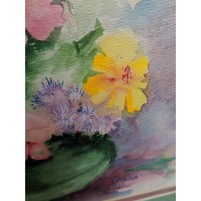 Vintage Original Still Life Botanical Watercolor Signed For Sale In Charlotte - Image 6 of 9