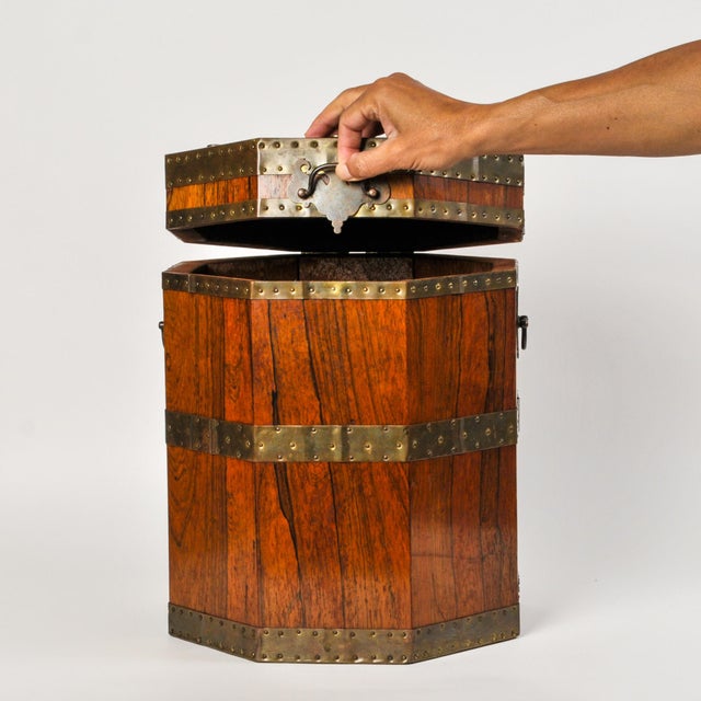 Antique English Mahogany Octagonal Chest With Brass Fittings For Sale - Image 15 of 15