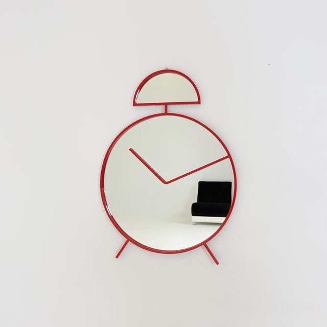 1 of 2 Mid-Century Pop Art Alarm Clock Wall Mirror by Pilm | 1970s Italy Rare and highly unusual 1970s Italian Pop Art...
