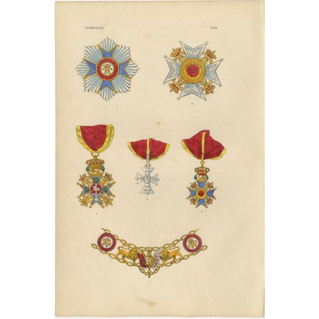 Plate XVII Orders of Brunswick and Order of Henry the Lion Insignia, 1844 For Sale - Image 3 of 9