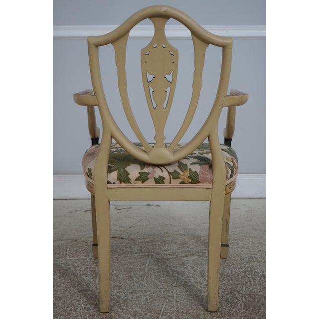 Pair of Adams Style Painted Crewelwork Chairs For Sale - Image 4 of 18