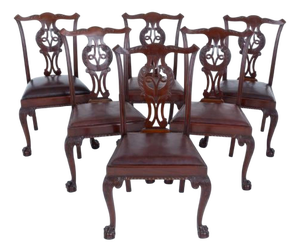 Irish Chippendale Dining Chairs in Mahogany, 1890s, Set of 6