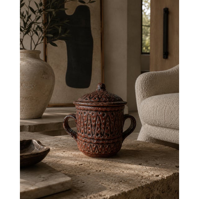 Gemstone Signed Jean Austruy Brutalist Lava Glaze Covered Jar, Vallauris, C. 1960 For Sale - Image 7 of 7