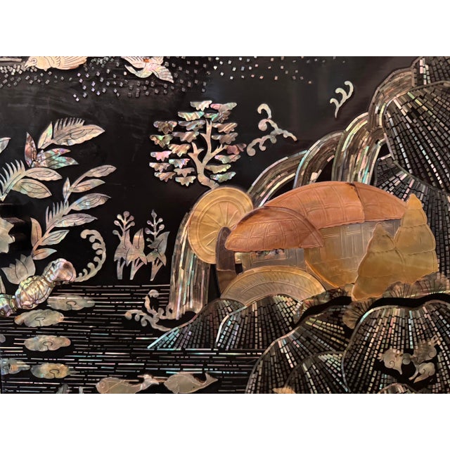 1960s Korean Mother of Pearl Inlay Cabinet Display For Sale - Image 9 of 14