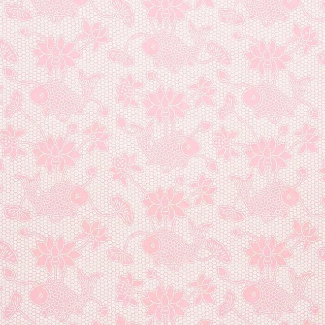 Schumacher Sample - Schumacher Lotus Batik Wallpaper in Pink For Sale - Image 4 of 4