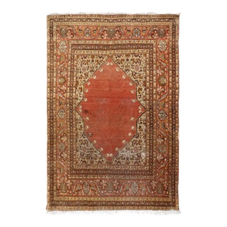 4'x6" Persian Haji Jalili Rug – Hand-Knotted, Organic Wool, Rust Medallion For Sale