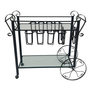 Early 20th Century Antique Wrought Iron Spanish Bar Cart For Sale