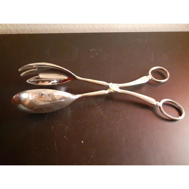 1960s 1960s Silverplated Salad Serving Tongs For Sale - Image 5 of 6