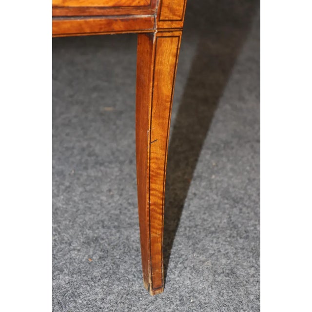 Brown Antique 19th Century English Satinwood Vitrine – Narrow Display Cabinet With Inlay Detail For Sale - Image 8 of 10