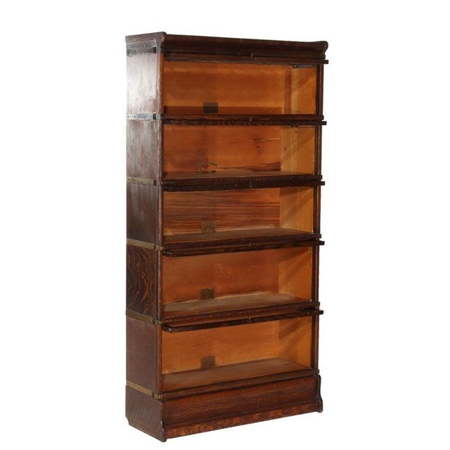 Globe Wernicke Five Stack Barrister Bookcase With Leaded Glass C1920 For Sale - Image 11 of 11