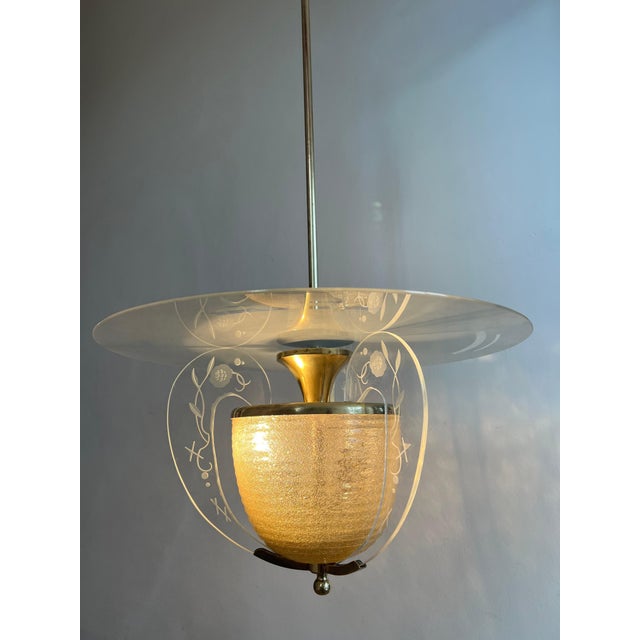 Metal Italian Chandelier by Barovier & Toso, 1950s For Sale - Image 7 of 14