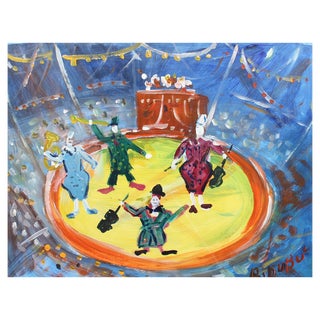 Roland Dubuc, The Circus, 1970s, Gouache on Paper, Framed For Sale