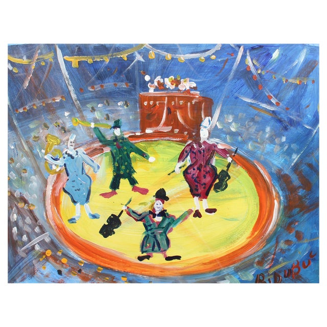 Roland Dubuc, The Circus, 1970s, Gouache on Paper, Framed For Sale