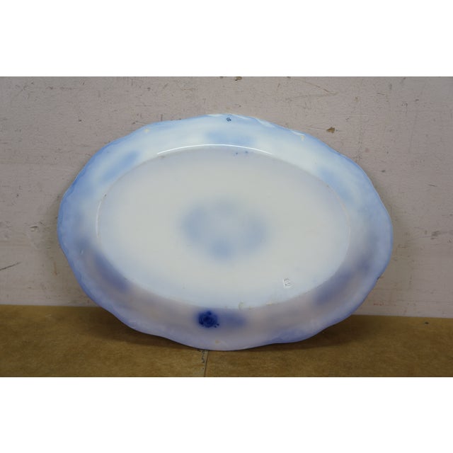 Antique Victorian W. H. Grindley "Lorne" Flow Blue Oval Serving Platter For Sale - Image 13 of 14