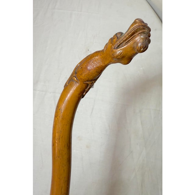Antique 19th Century Hand Carved Folk Art Dragon Walking Stick Cane Sculpture For Sale In New York - Image 6 of 16