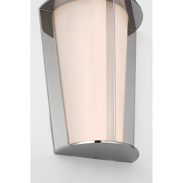 Visual Comfort Barbara Barry for Visual Comfort Signature Phinn 12" Tapered Sconce in Polished Nickel with White Glass For Sale - Image 4 of 9