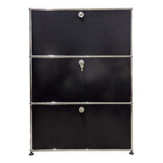 Chrome-Plated and Black Metal Wall Cabinet by Fritz Haller for USM Haller, 1980s For Sale