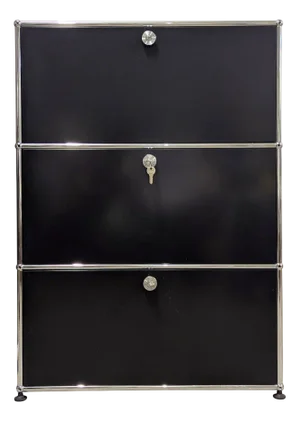 Chrome-Plated and Black Metal Wall Cabinet by Fritz Haller for USM Haller, 1980s