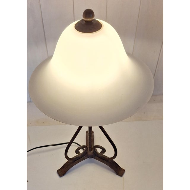 2000 - 2009 Vintage Table Lamp with Metal Base and Frosted Glass Shade, 2000s For Sale - Image 5 of 7