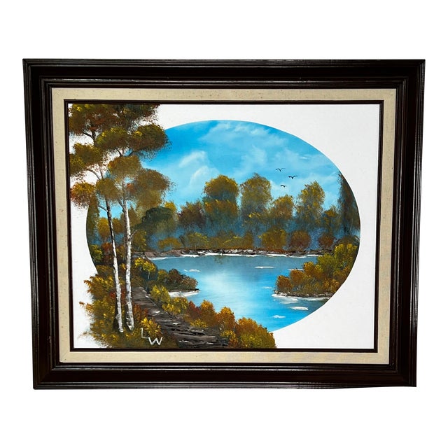Original Art Lakeside Fall Landscape. For Sale