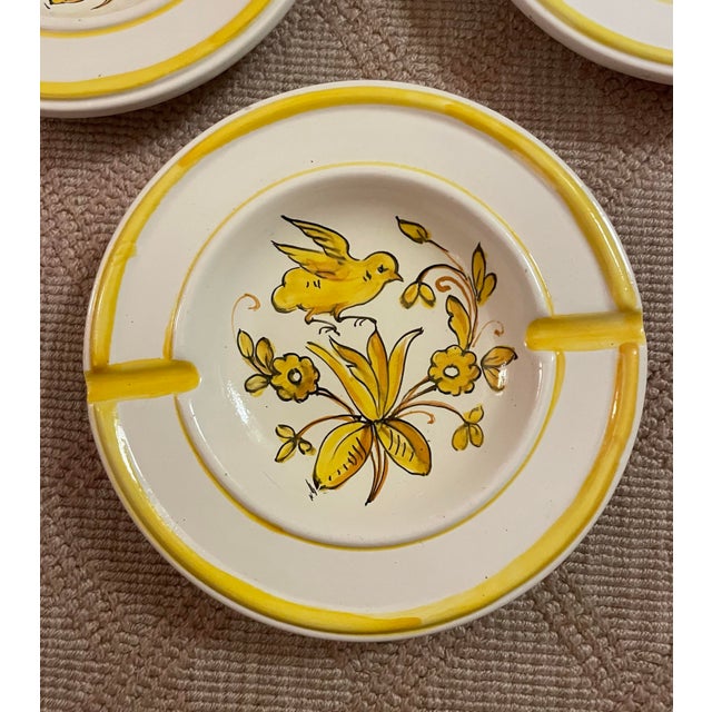 Boho Chic Vintage Italian Ceramic Painted Bird Ashtrays For Sale - Image 3 of 7