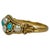 18K Gold Pearl and Turquoise Cocktail Ring. Ring features a decorative arrangement of four white pearls and two vivid...