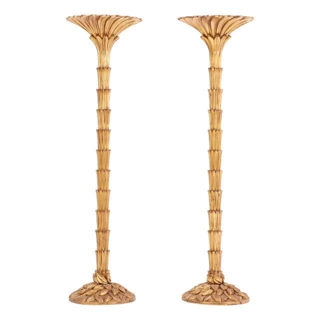 Pair of Serge Roche Style Giltwood Torchieres For Sale