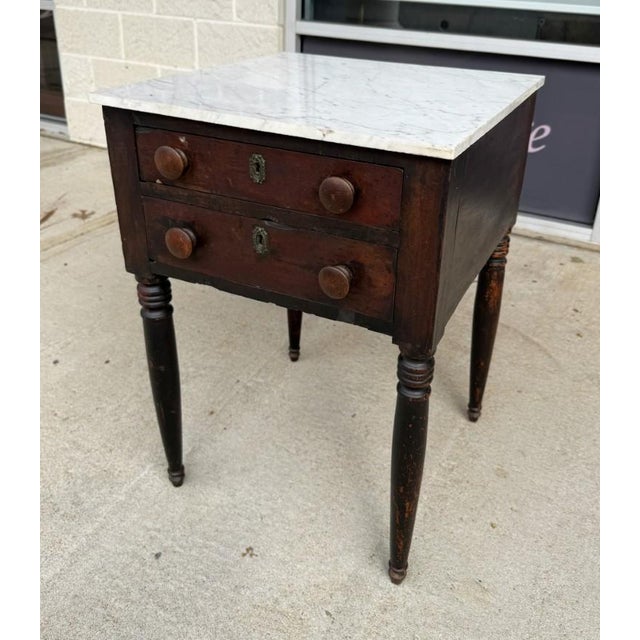 American 19th Century End Table With Marble Top For Sale - Image 3 of 11