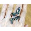 Bochic "Orient" Vintage Emerald & Fancy Sapphires Serpent Ring 18K & Silver For Sale - Image 16 of 18