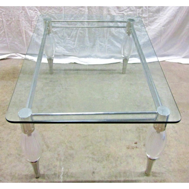 1960s Mid-Century Modern Chrome With Limerick Crystal Legs Glass Top Coffee Table For Sale - Image 9 of 12