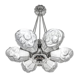 French Art Deco Chandelier signed Degue For Sale