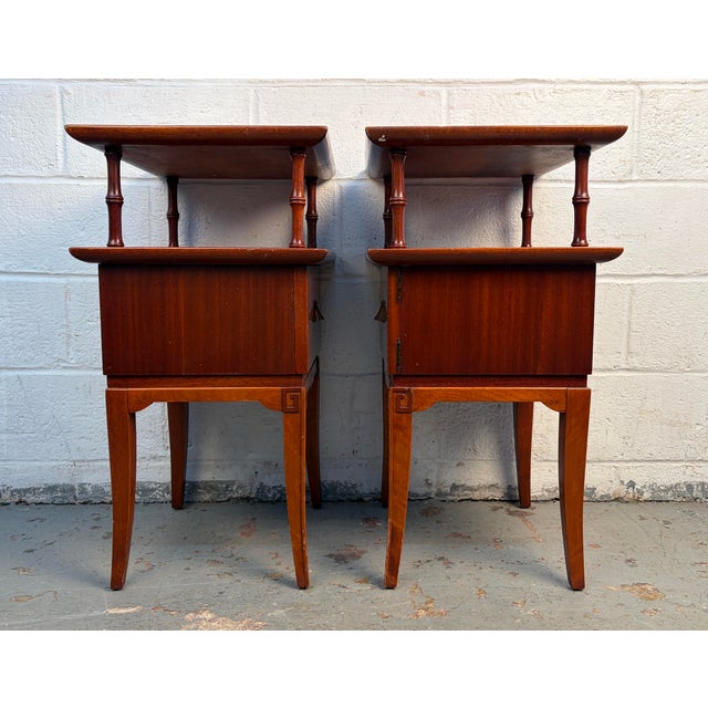 Wood Mid 20th Century Chinoiserie "Pagoda" Nightstands by R-Way Furniture, A Pair, Attributed For Sale - Image 7 of 13