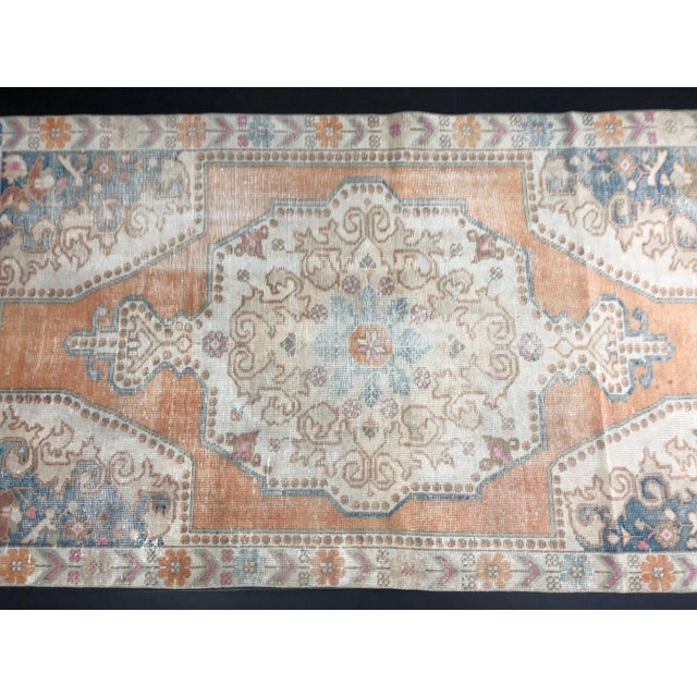Textile Vintage Boho Turkish Handmade Faded Orange Rug For Sale - Image 7 of 11